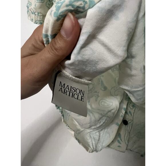 Maison Article Paisley Button Up Bandana Blue Mens Size Medium - Picture 6 of 7